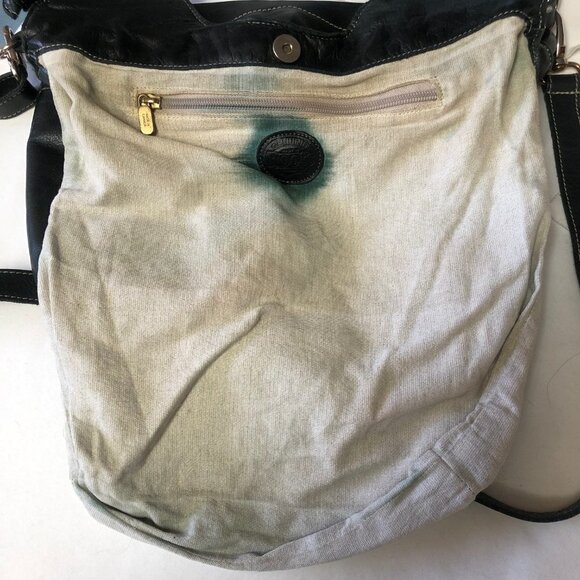 Genuine Roots Black Leather Bucket Crossbody Shoulder Bag Purse - Picture 10 of 16
